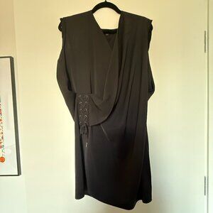 All Saints Aures Black Lace Tie Drape Mini Dress - Excellent